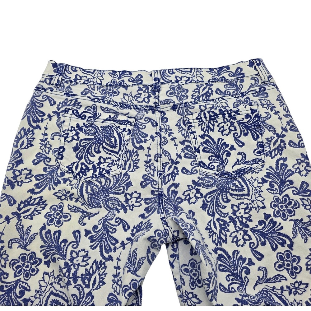 Boho DG2 Diane Gilman Jeans Womens 16 Blue Floral Damask Print Cropped Stretch - Picture 3 of 8
